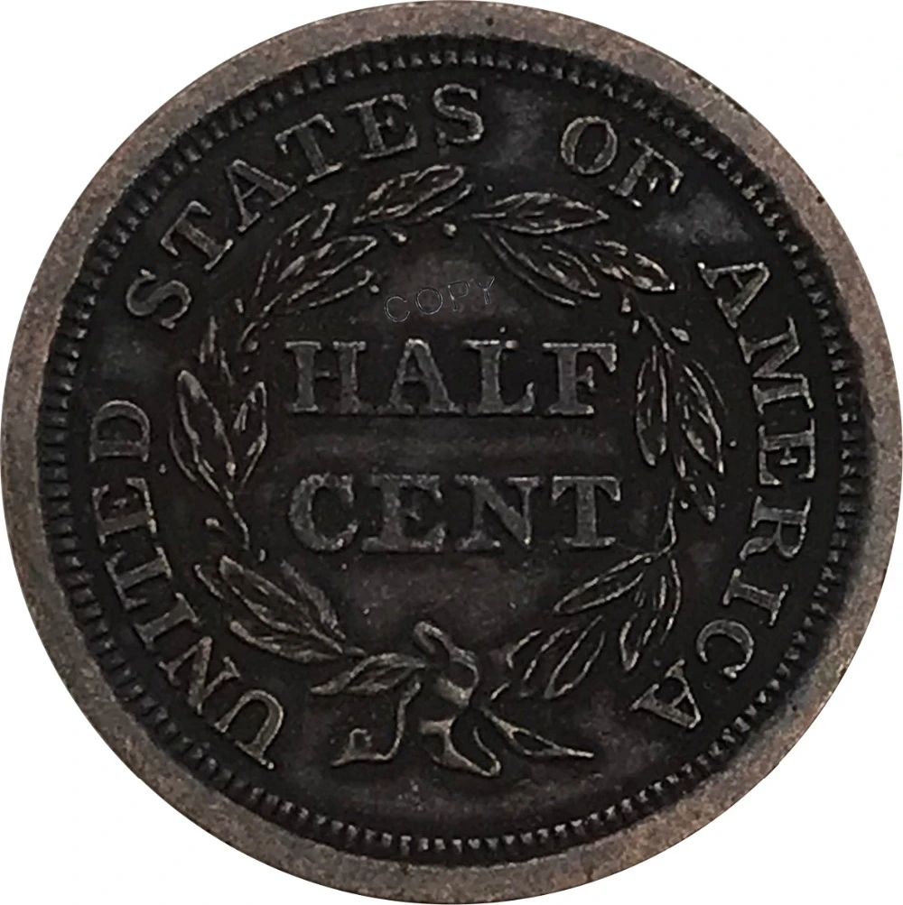 1844 United States of America Dollar Half Cent Collectibles Red Copper Copy Coin | Дом и сад