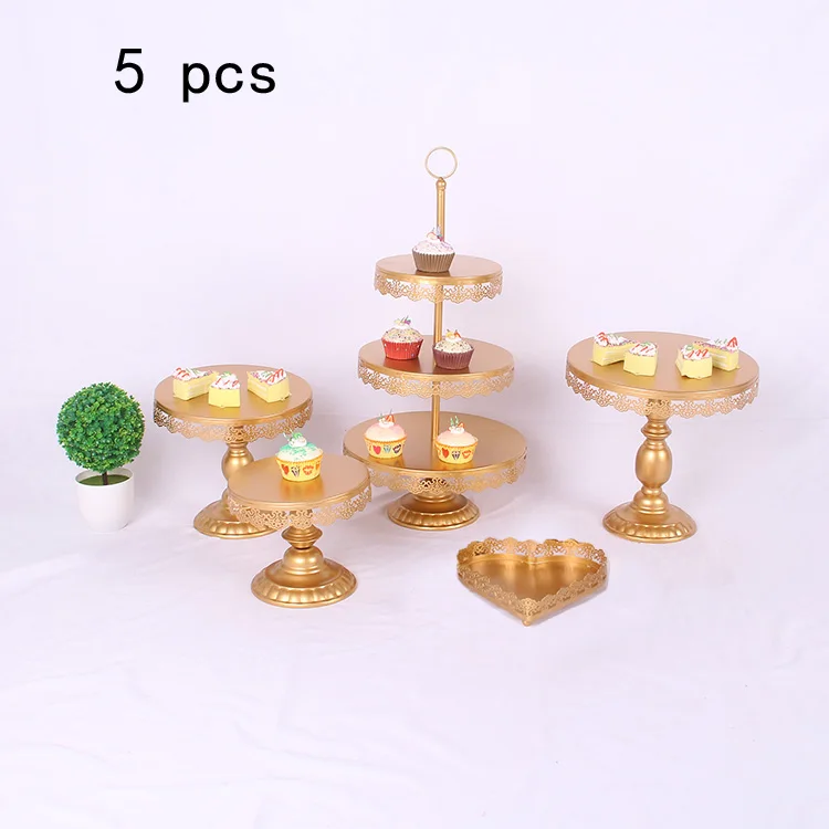 gold 5pcs Белое золото со стразами и жемчугом; металлическая, для подставки для пирожных кекс сервировка десерта держатель вечерние свадебные украшения стола для банкета - Цвет: gold 5pcs