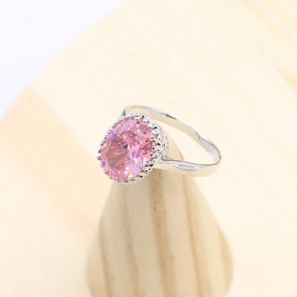 Серебро 925 пробы Женские Ювелирные наборы розовые камни браслеты, подвесные колье серьги кольца ювелирные изделия