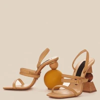unique designer asymmetrical building blocks high heel back strappy gladiator sandals women summer party dress shoes