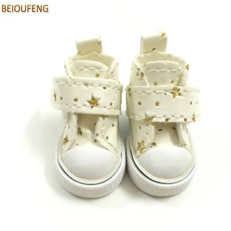 

BEIOUFENG 3,5 см кукольная обувь кроссовки обувь для куклы блайз игрушка, 1/8 искусственная спортивная обувь со звездой узор в горошек 2 пары