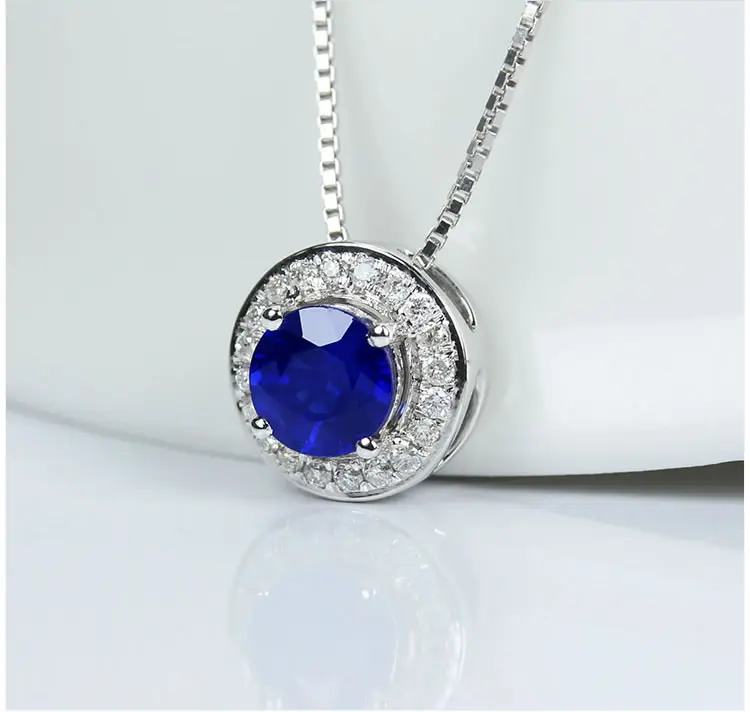Simffvn Романтический 0.71ct круглая огранка 18 К белого золота с натуральным голубым