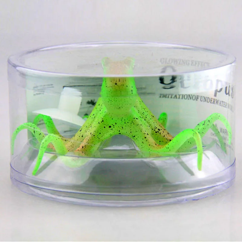 Зеленый Artifical Simulation Night Fluorescent Jellyfish for Aquarium Decoration Silicone Octopus Squid Underwater Ornament - Цвет: Зеленый
