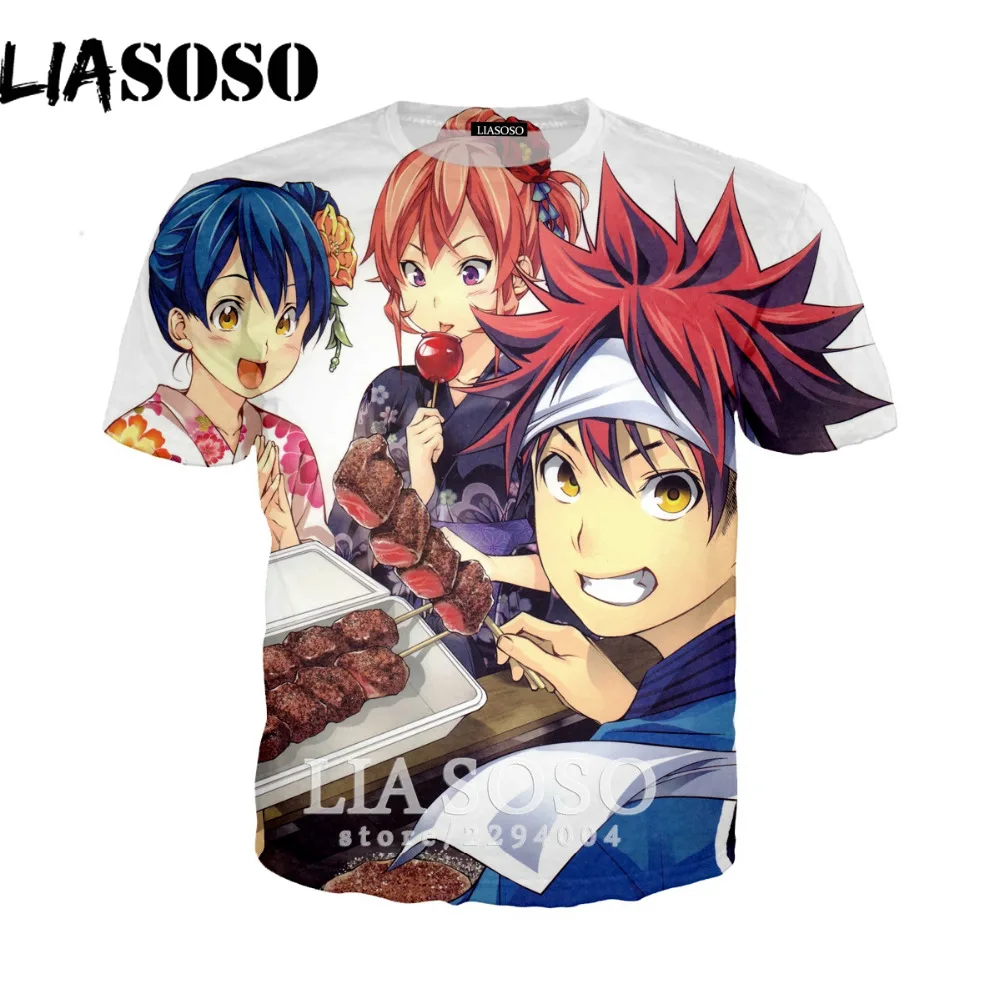 LIASOSO съедобные дух футболка Shokugeki Нет Soma в мужской футболки 3D печати с коротким
