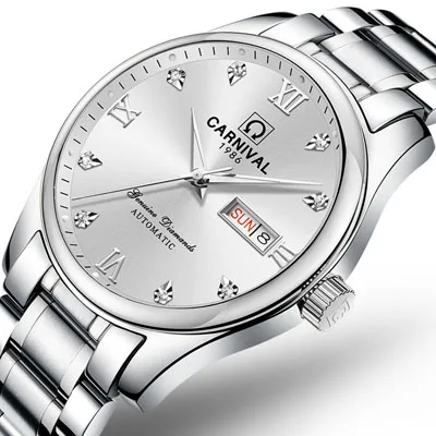Швейцарский роскошный бренд Carnival автоматические механические мужские часы Reloj Hombre светящиеся сапфировые водонепроницаемые часы