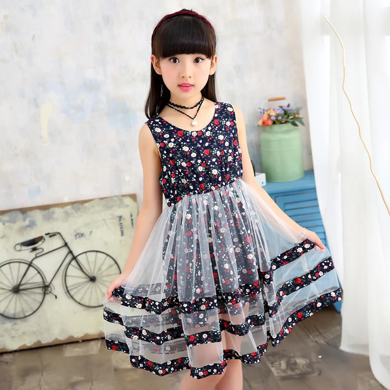 Fashion Flower Girls Dress 2018 Summer Cute Sleeveless Kids Clothes Elegant Tulle Princess Children Dresses For Costumes | Детская