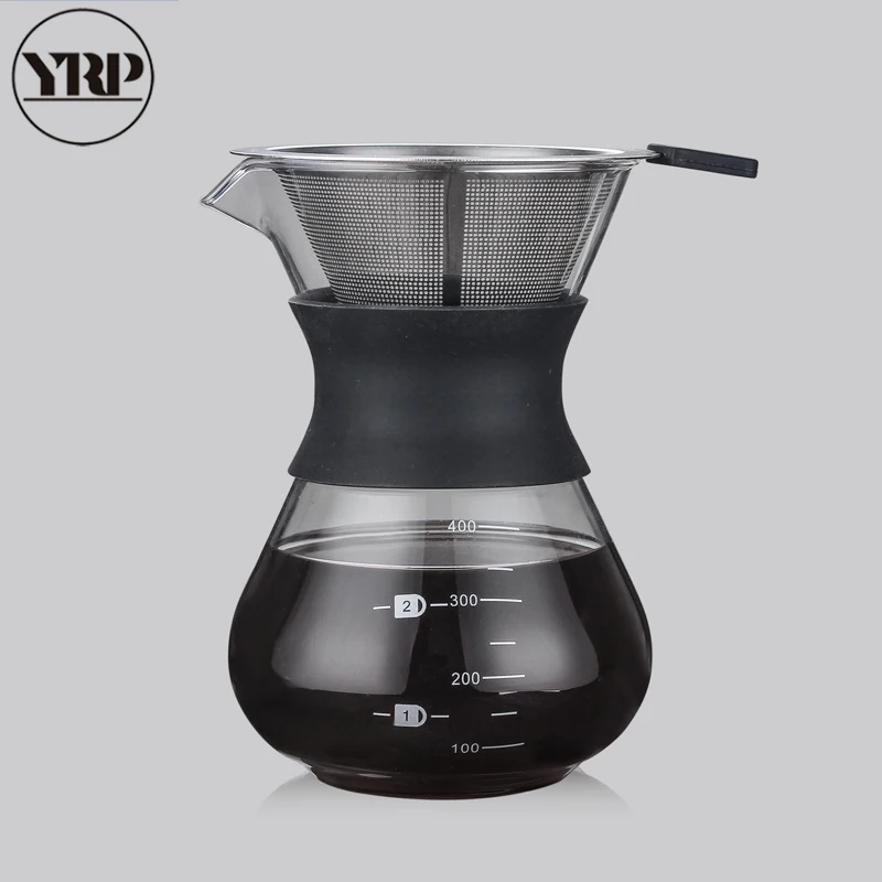 YRP V60glass кофейный чайник с фильтром из нержавеющей стали капельная пивоварня