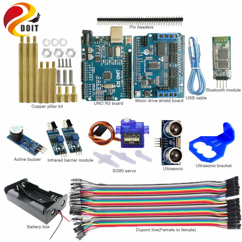 DOIT Bluetooth контроль отслеживания препятствий комплект с UNO R3 плата + привода
