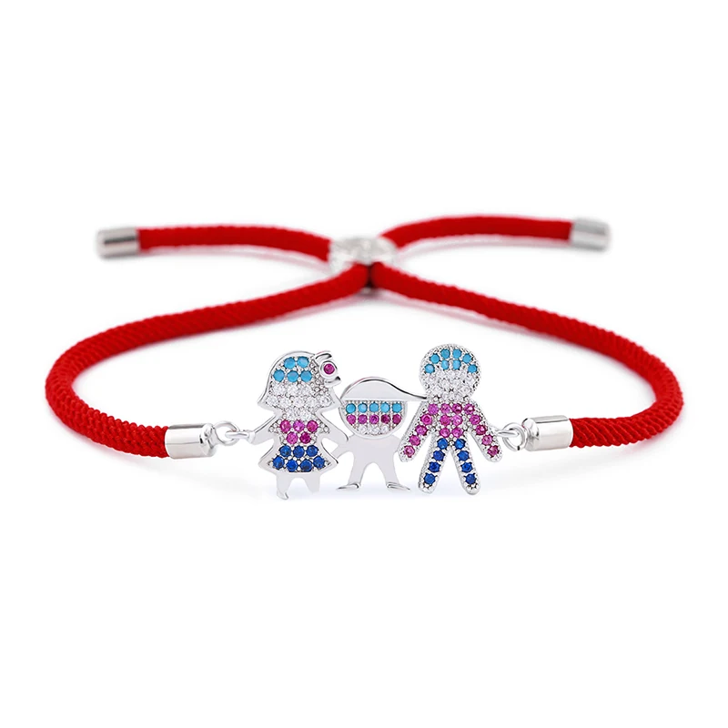 Silver ( Red Rope) OCESRIO семья красный браслет-нить для женщин дети CZ String лучший друг Пара Браслеты для влюбленных ювелирные изделия pulseras brt-b06 - Окраска металла: Silver ( Red Rope)