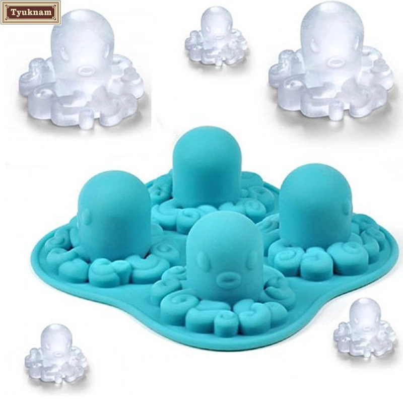DIY Осьминог пудинг желе формы для кубиков льда плесени силикона ice cube Инструменты