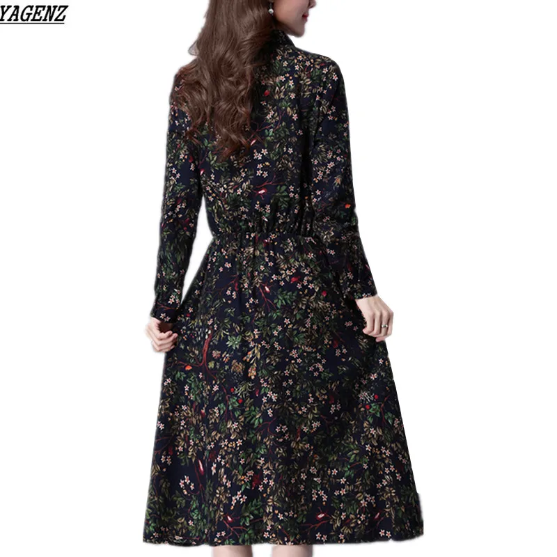 Женское платье с длинным рукавом в стиле ретро|autumn women dress|women dresscotton dress |