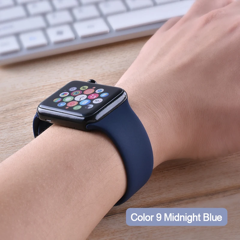 Цветной мягкий силиконовый спортивный ремешок для Apple Watch Series 5 4 3 2 1 38 мм 42 мм резиновый ремешок для часов iWatch 5 4 40 мм 44 мм