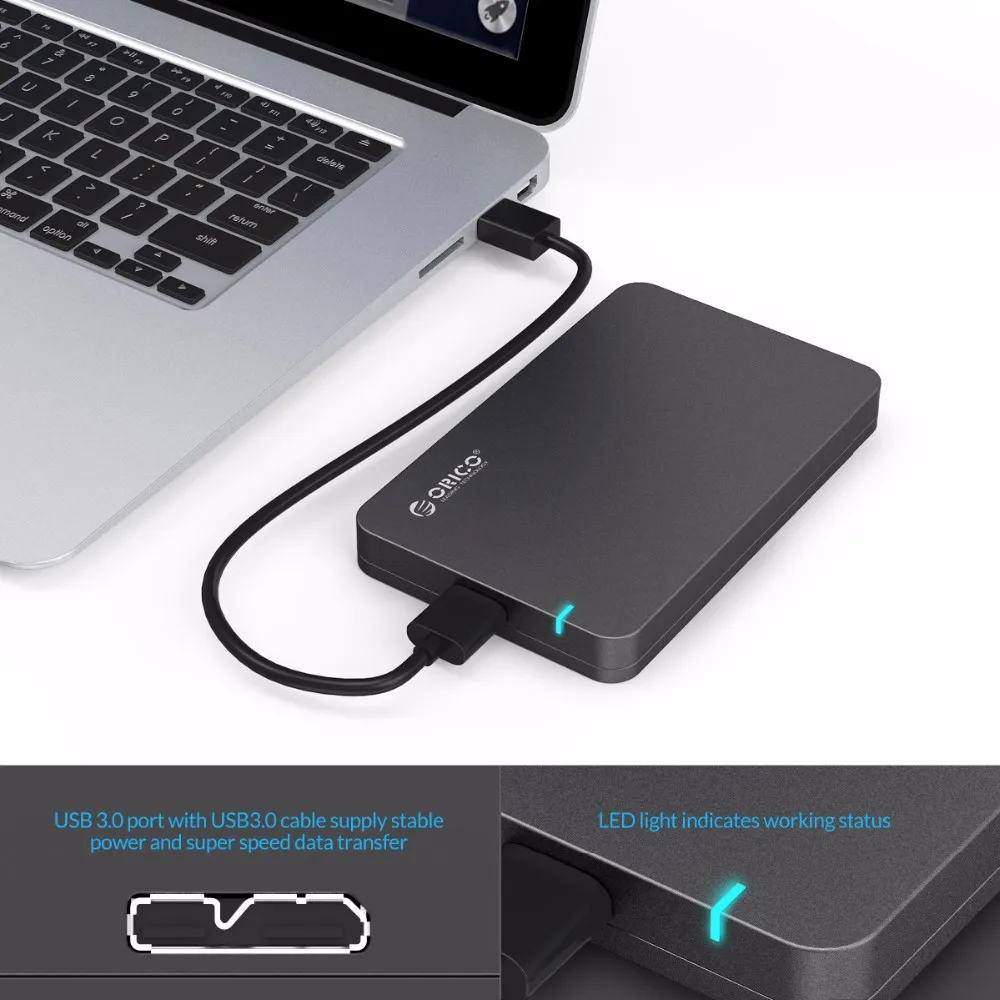 ORICO 2," SATA для USB 3,0 Micro B жесткий диск SSD Внешний корпус Чехол Поддержка UASP инструмент горячая замена для Macbook