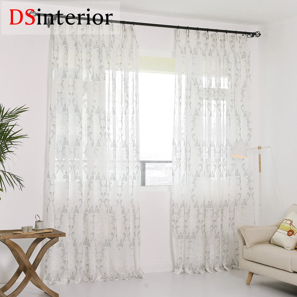 DSinterior elegant classic design burnout tulle sheer curtain for bedroom or living room window | Дом и сад