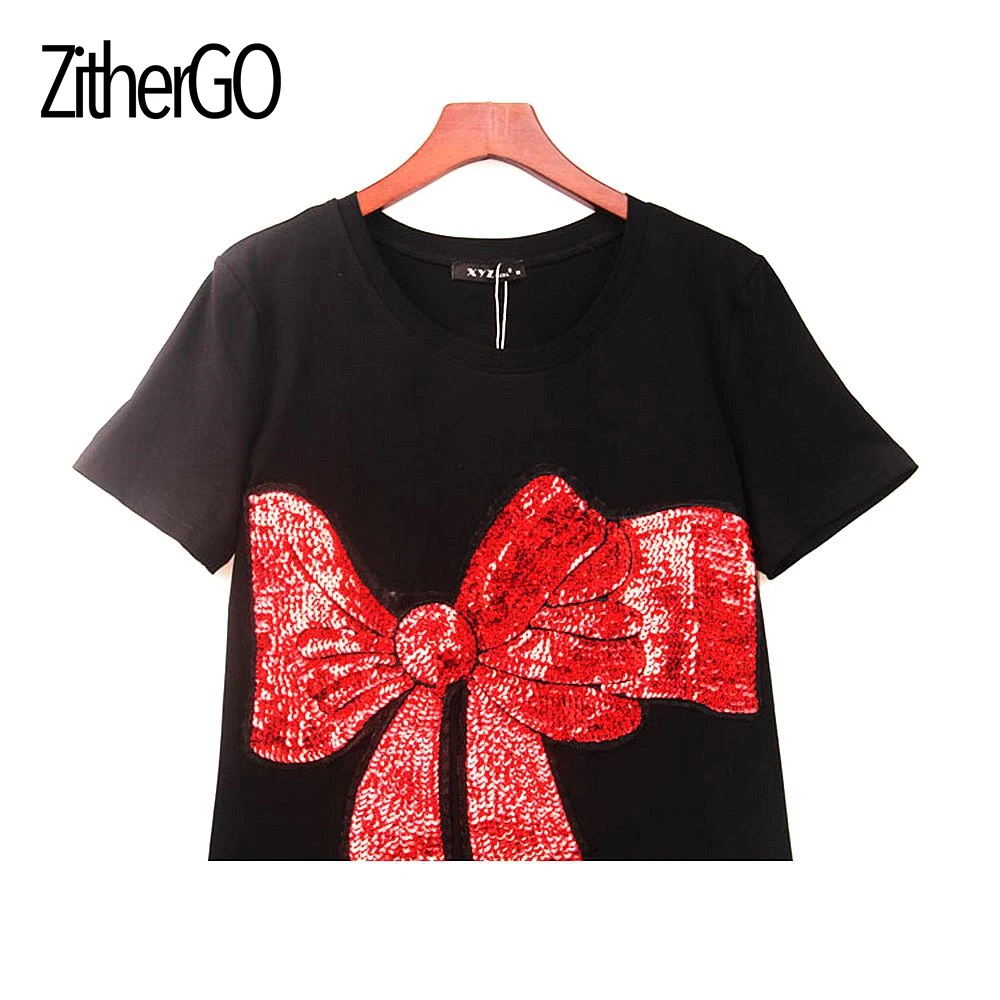 Модные женские туфли Блёстки футболка лето 2016 женщина Повседневное блестками