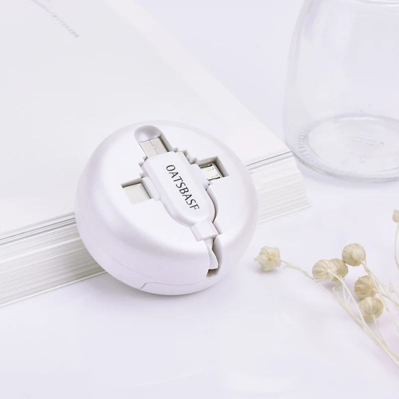 White OATSBASF 3 в 1 usb кабель для зарядки для iphone XS MAX Micro type C кабель для oppo find X Для huawei Выдвижная Линия синхронизации данных - Цвет: White