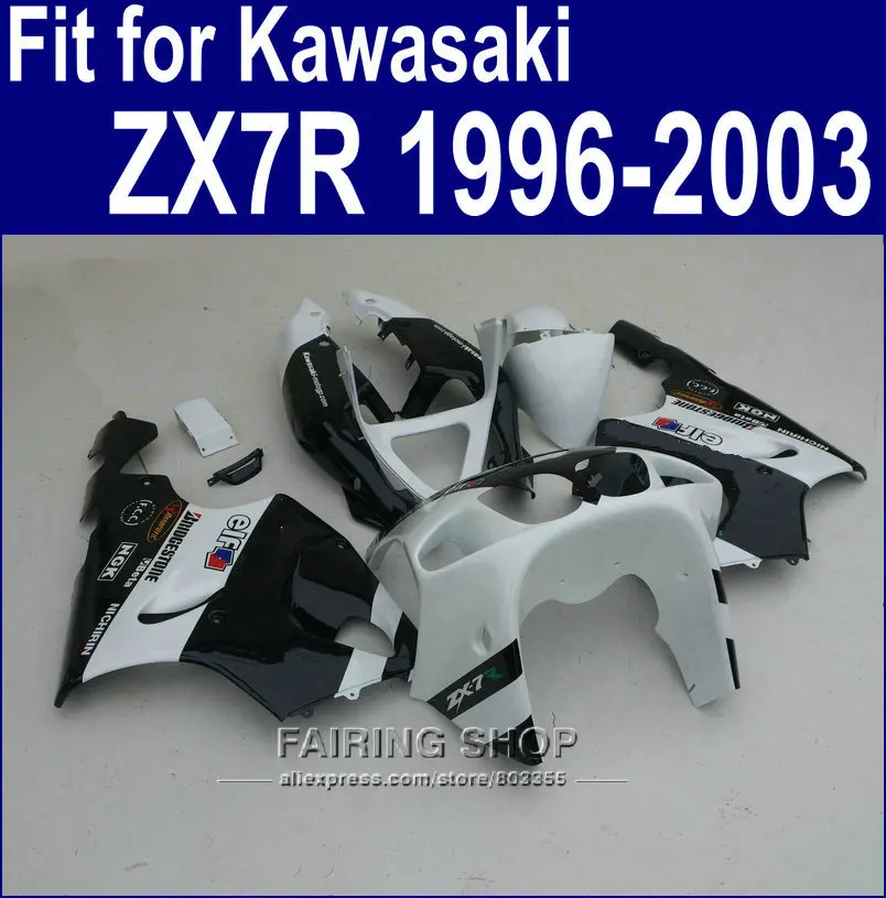 Цвет: белый черный Обтекатели пригодный для Kawasaki ninja ZX7R 1996 1999 1998 2002 2003 96 97 98 99 00 01 02 | Полные комплекты обтекателей -32882616590