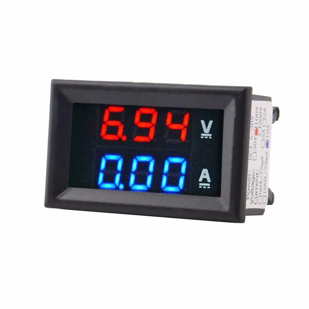 

Digital Voltmeter Ammeter Volt Voltage Current Meter Tester DC 100V 10A Blue + Red LED Display Gauge Amp Dual for Home Tool Use