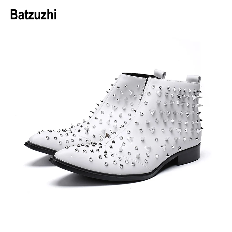 Ботинки Batzuzhi мужские с заклепками кожаные заостренный носок шипы для