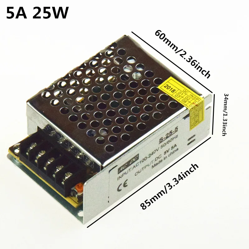 5A 25W AIFENG DC 5V импульсный источник питания 110 V/220 V к dc 5V 4A 5A 6A 10A 20A 60A 5V 220v до 5v трансформатор питания - Цвет: 5A 25W