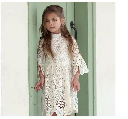 Girl's Fashion Long Princess Dresses 2017 Autumn Sleeve Lace Vintage A-line Preppy Style Kids Party dress Children's Dress | Детская