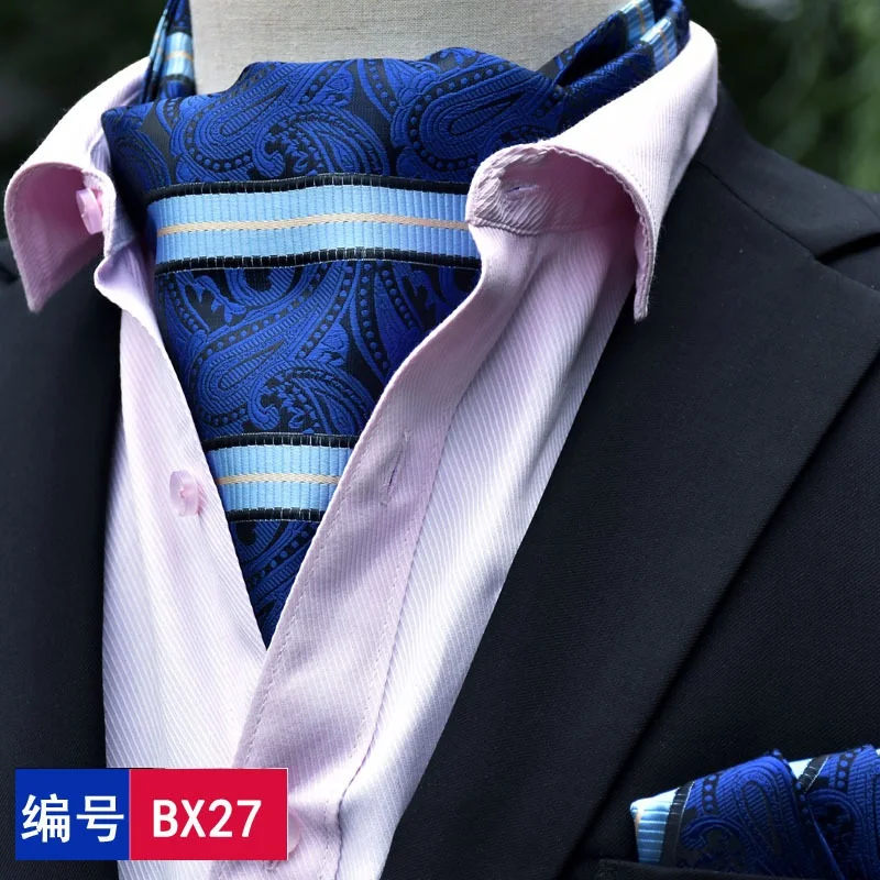 

Fashion Brand Men Handkerchief Cravat Set Silk Paisley Pattern Gentlemen Dots Tie Wedding Ascot Bowtie Tuxedo