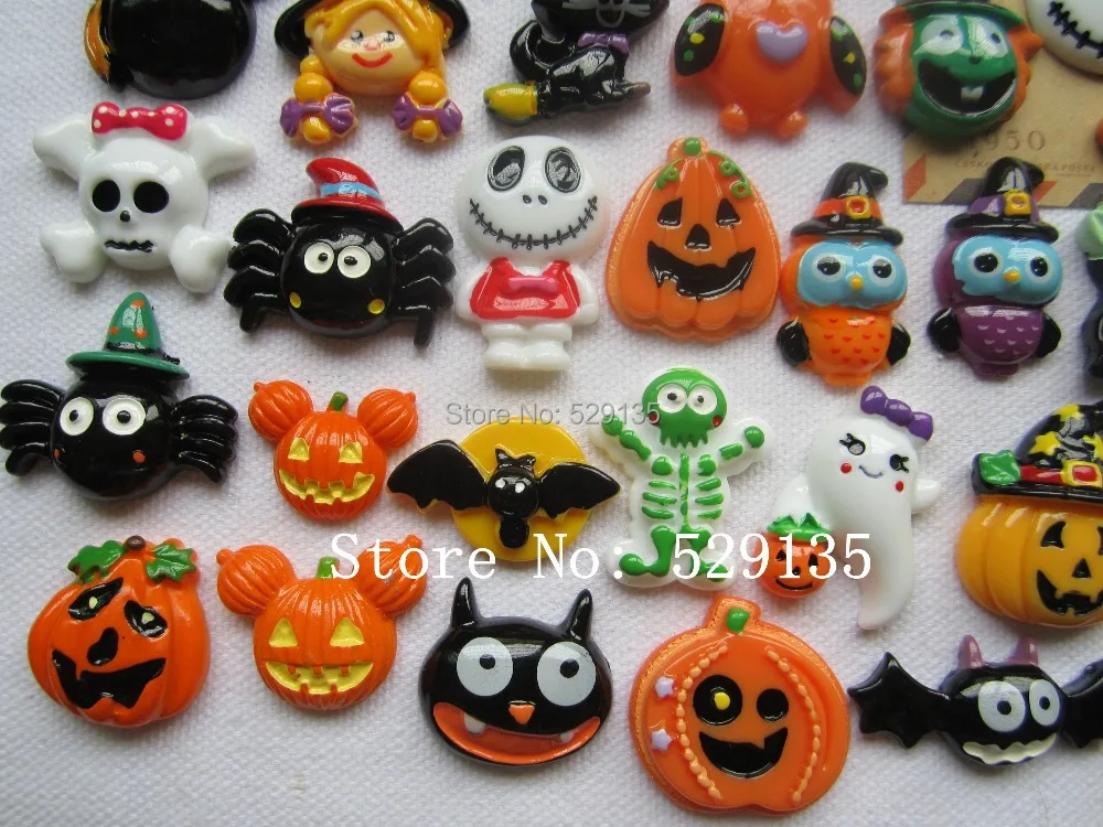 20 шт./лот Смоляные Наборы для Хэллоуина смоляный кабошон с плоской задней