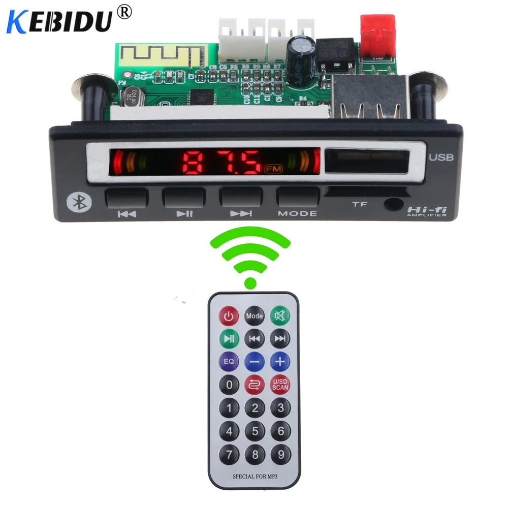 Беспроводной автомобильный аудио модуль kebidu Bluetooth 5 0 USB TF FM радио в 12 В MP3 WMA декодер