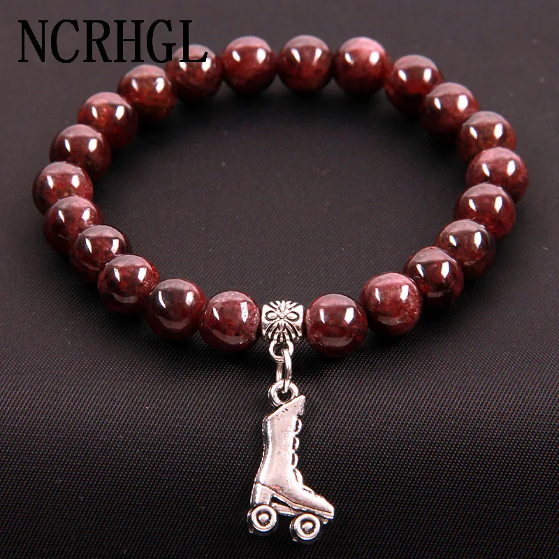 NCRHGL Multiple 19 Styles 8mm Beads Bracelet Roller Skate Charm Natural Stone Bracelets Bangles Beaded Jewelry For Women Men | Украшения и