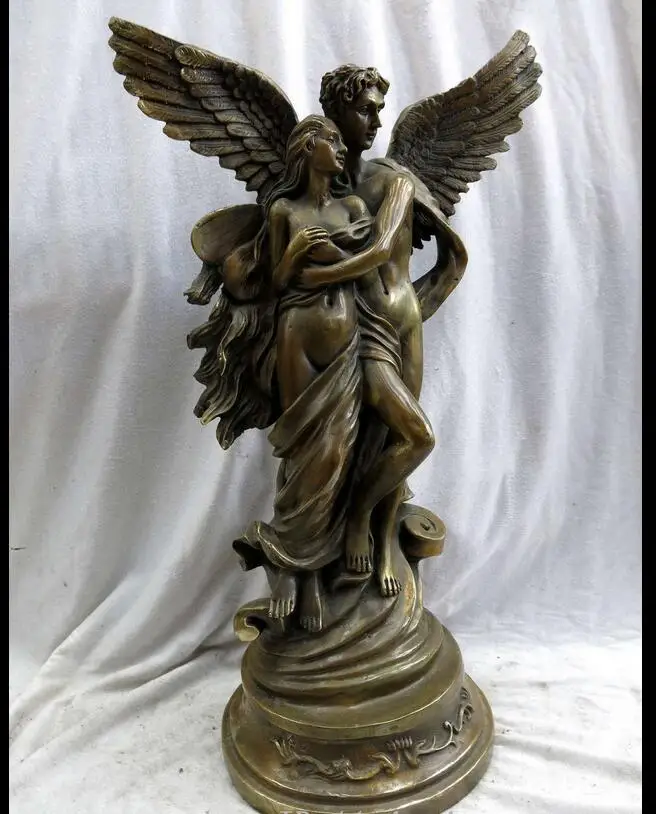 Китай латунь медь скульптура резные прекрасный Энджелл ангельским и belle