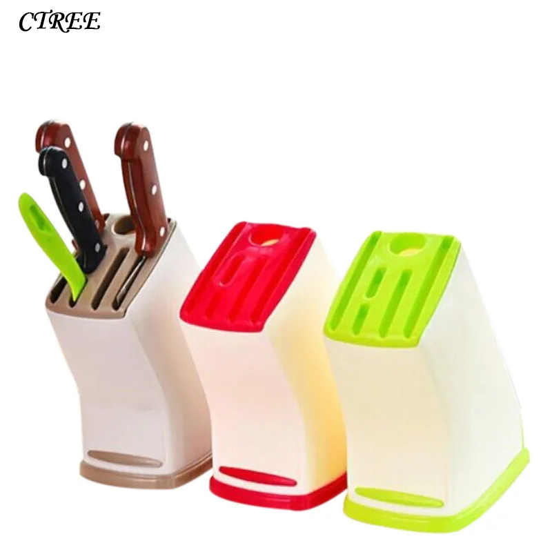 

CTREE Multifunction Plastic Knife Storage Rack Kitchen Knife Block Holder Turret Shelf Drainer Box Knives Fork Organizer C255