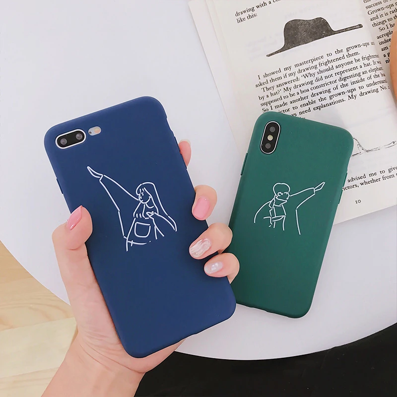GlamPhoneCase милый мальчик девочка телефон для пары влюбленных чехол для iPhone X чехол мягкий TPU прозрачная задняя крышка для iPhone 6S 6 7 8 Plus Capa