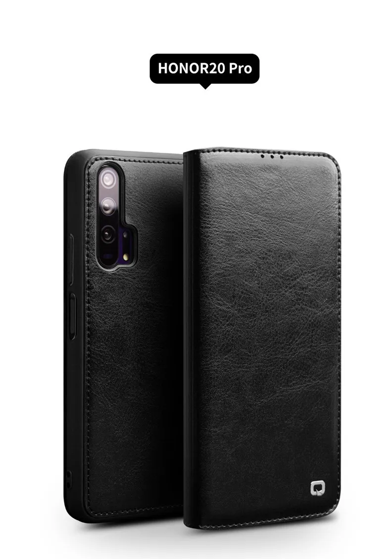 QIALINO роскошный флип-чехол из натуральной кожи для huawei Honor 20 чистый бизнес-чехол с сумка с отделением для карт для Honor 20 Pro 6,26 дюймов