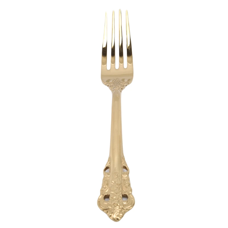 Tea Fork Ретро Винтаж тиснением вырезать золотой набор посуды ложка с длинной ручкой& вилки мороженого чайная, кофейная ложка дома посуда - Цвет: Tea Fork