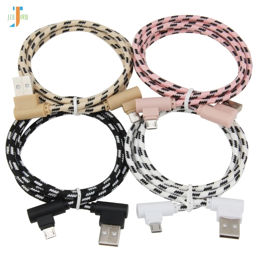 90 градусов решетки плетеный зарядный кабель Micro USB быстрой зарядки type C для Iphone X
