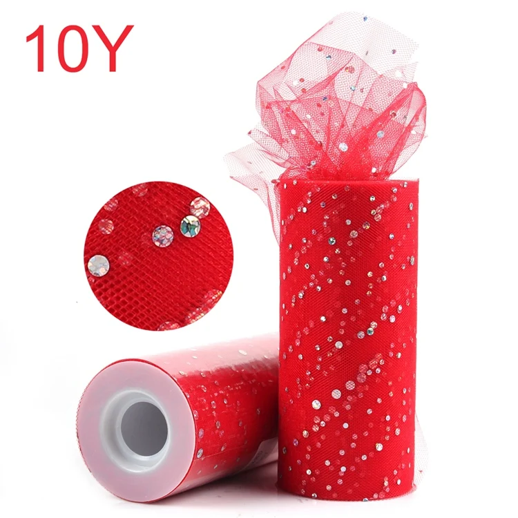 Red 10Y QIFU 10 25 ярдов 15 см тюль рулон блестящая пачка свадебное украшение свадебный Тюль Ткань ремесло DIY ремесло день рождения принадлежности - Цвет: Red 10Y