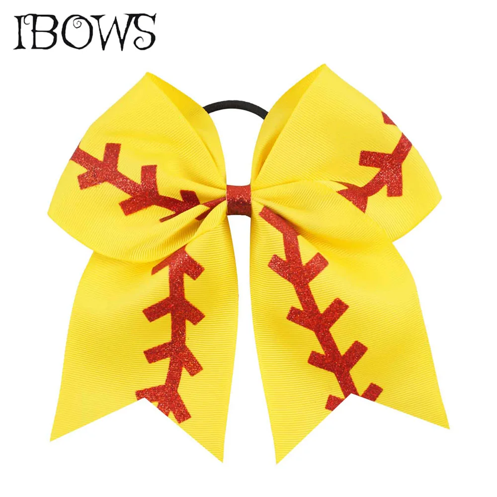 7 &quotбольшая лента для волос с бантом цвета: красный и серебристый блеск софтбол