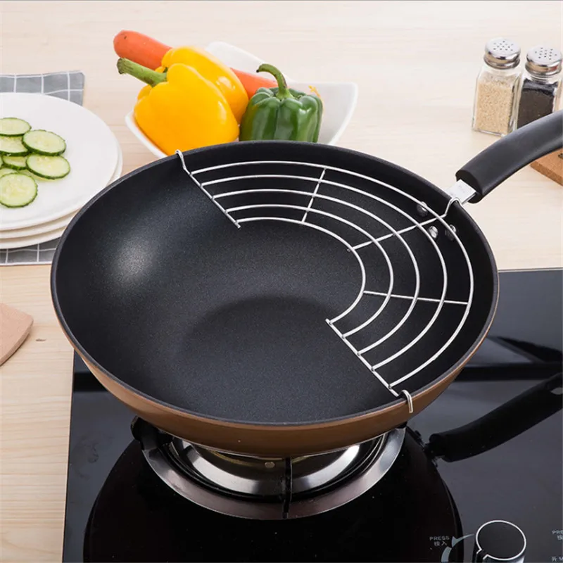 

HOMETREE 1Pcs Thick Stainless Steel Semicircle Rack Drain Oil Filter Frying Rack Not Easy To Rust Durable Kitchen Gadgets H842