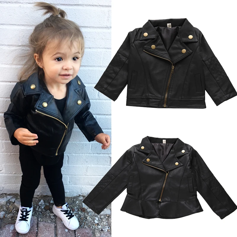 2019 New Baby Boys Girls Pu Jackets Toddler Boy Cool Jacket For Girl 18M-5T Kids Coats Windbreaker Clothing Children's Outerwear | Детская
