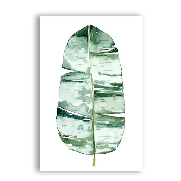 Без рамки акварель банановый лист Холст Картина Тропический Принт современный