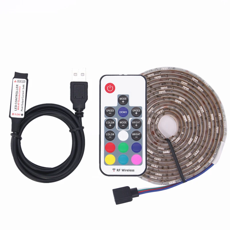 Фото [DENGSUM]USB LED Strip lamp 2835SMD DC5V Flexible LED light Tape Ribbon 1M 2M 3M 4M 5M HDTV TV Desktop Screen  Bias lighting №2