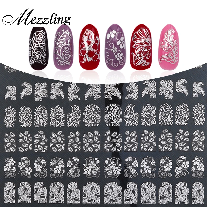 Переводные картинки для ногтей 108 шт./лист высокое качество серебристые