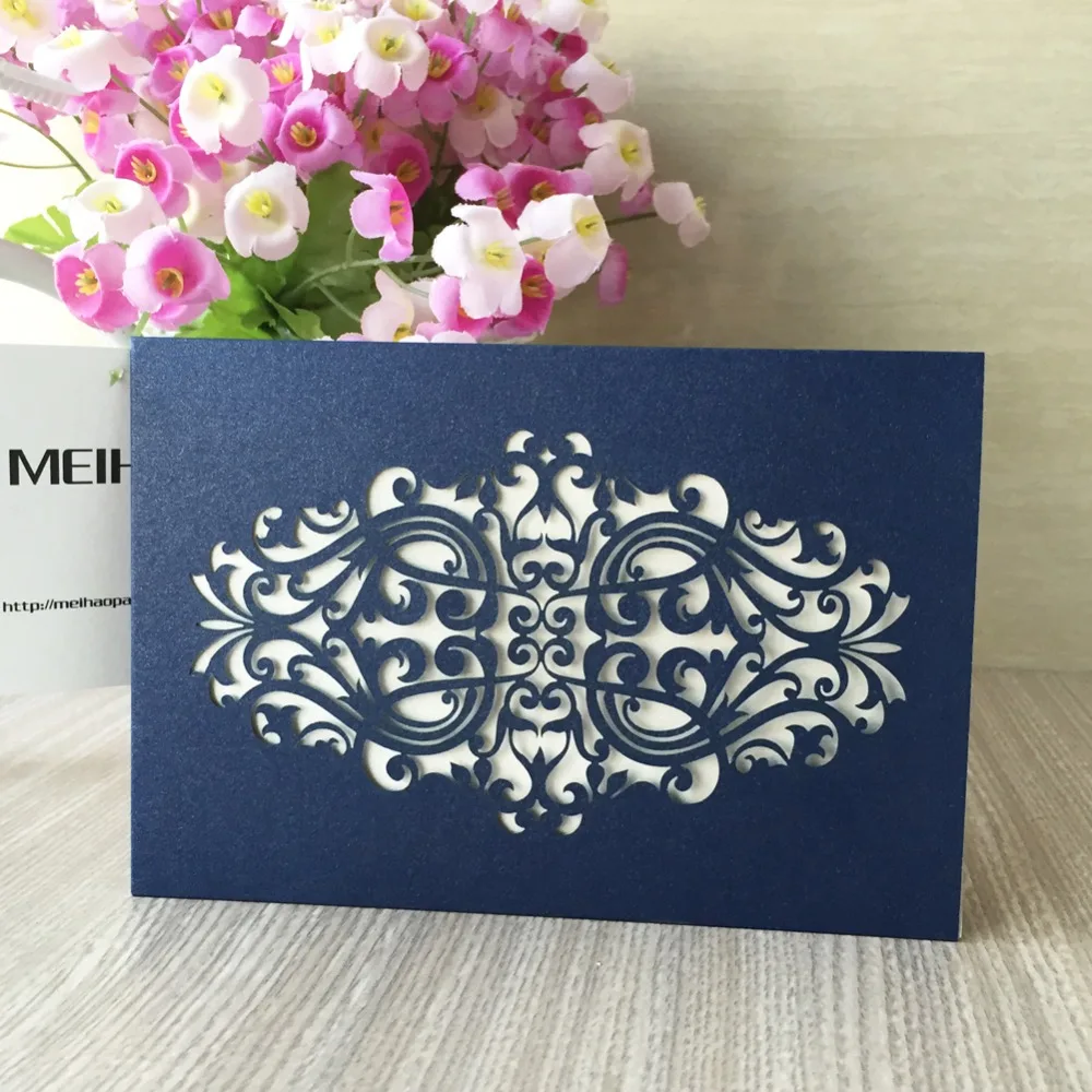 

100pcs Wedding Invitations Card Laser Cut Lace Invitation Cards Birthday/Baby Shower/Business/ Christmas Party No Inners
