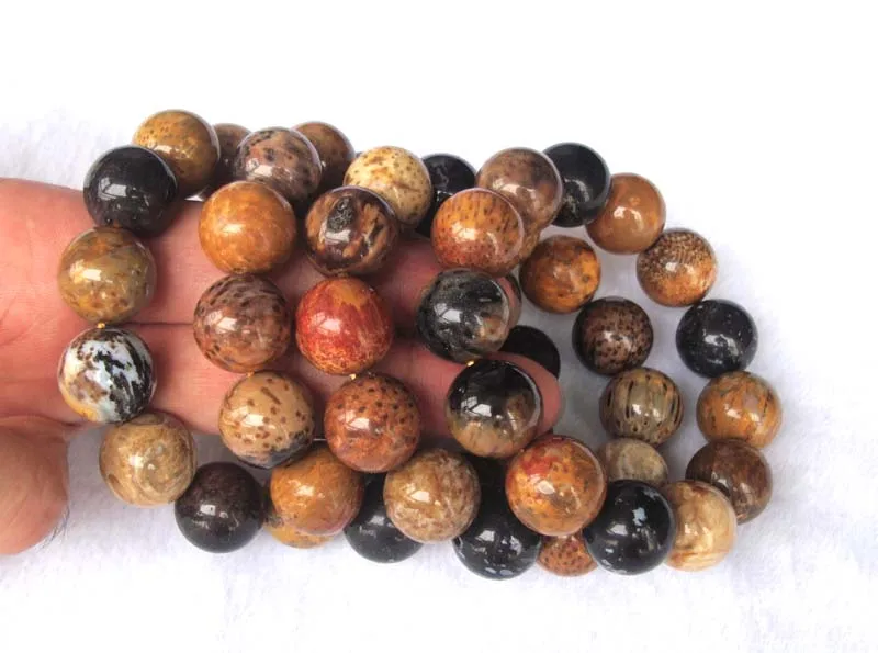 Натуральный кокосовый корень яшмы круглый 16 мм бисер стрейч браслет женские
