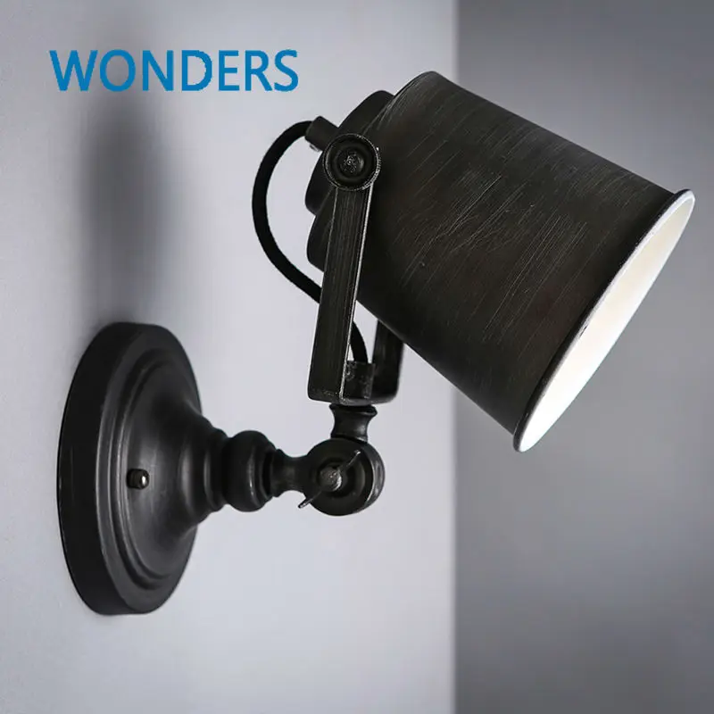 

Nordic Vintage Wall Lamp Classic Black wrought iron Sconce for home Decor бра Adjustable Loft LED Wall Light светильник lamp