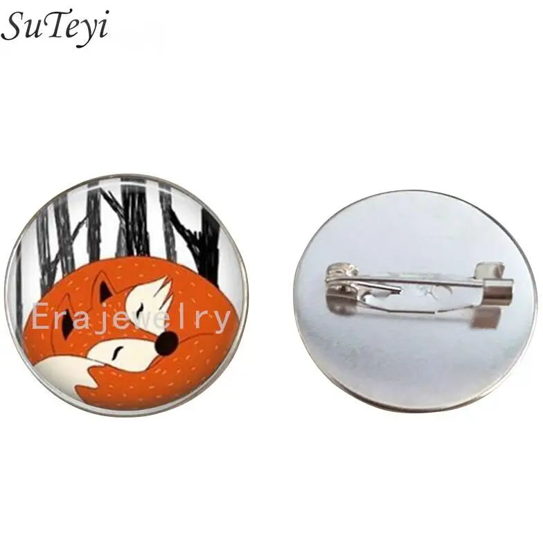 silver SUTEYI, классический стиль, винтажная Лисичка, брошь на булавке, ювелирное изделие, стекло, лесное создание, акварельные броши, животное, художественное изображение, ювелирное изделие - Окраска металла: silver