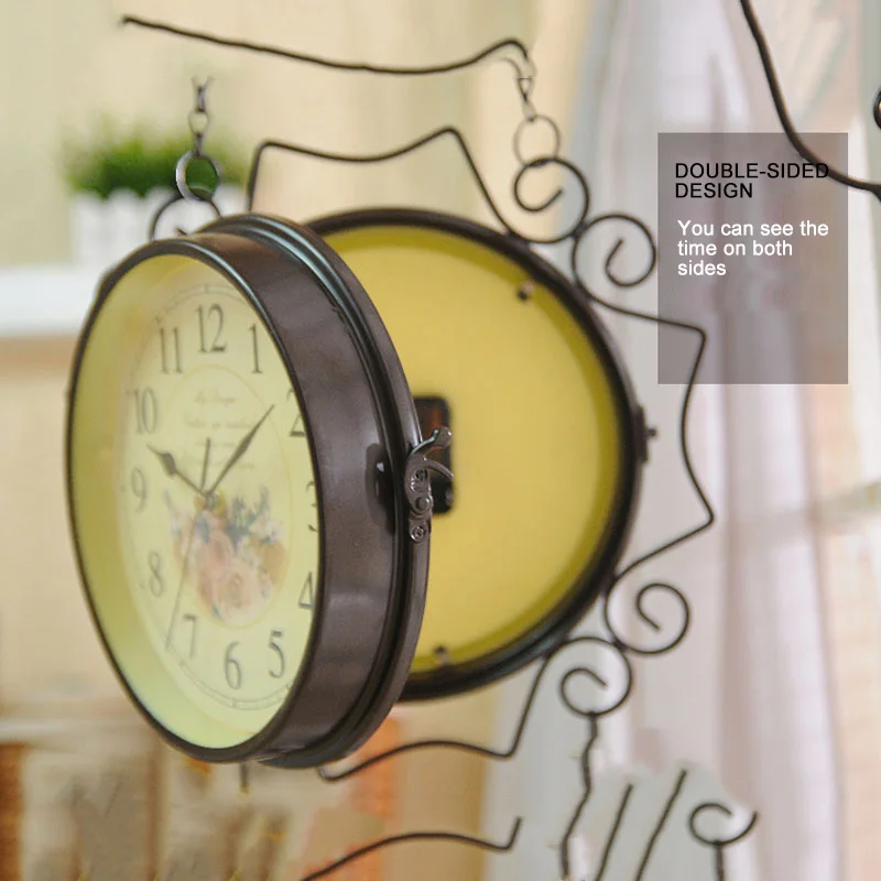 Винтажные Двухсторонние настенные часы кварцевые домашний декор Reloj Цифровой