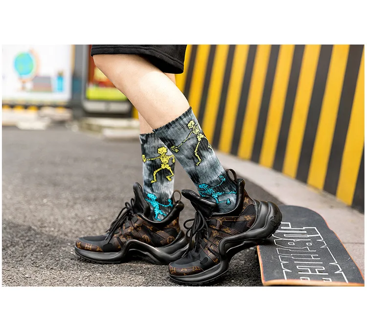 Носки мужские 10 пар цветные Звездные уличные с принтом в виде галстука краски