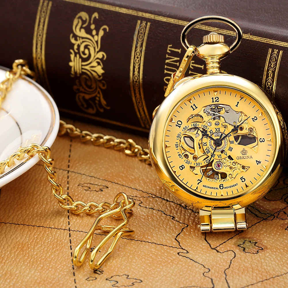 Модные Механические карманные часы с полым цветком серебристые черные ручным