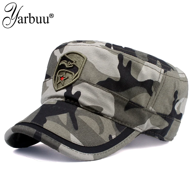 

[YARBUU]2018 Army camouflage Flat Top Mens Women Caps Hat Adjustable Casual Military Hats for Men Snapback Cadet Military Patrol
